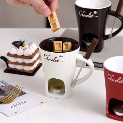 Fondue Pots Fondue Mug Set Personal Mini Chocolate Cheese Ice Cream Fondue Maker Kit Individual Butter Melter Cup Small Warmer